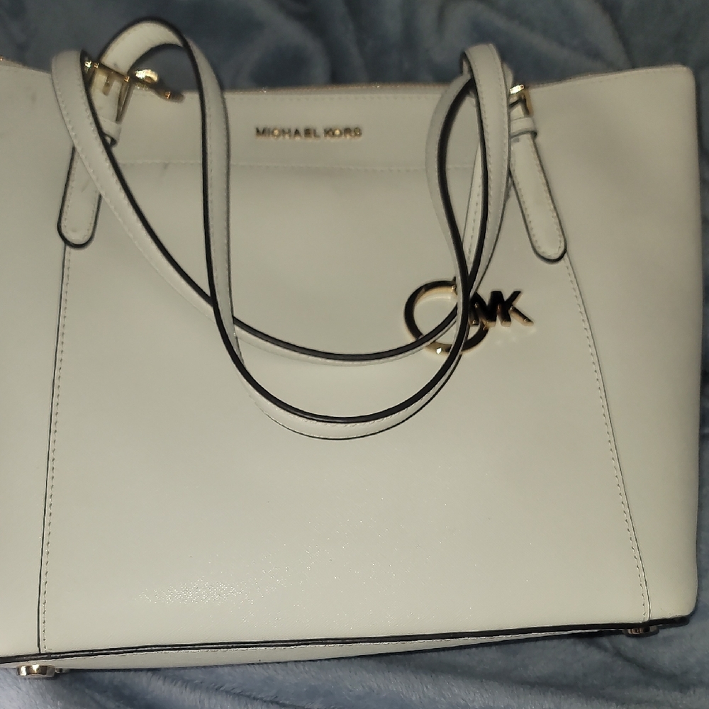 Michael Kors Cream Tote Bag with Gold Accents